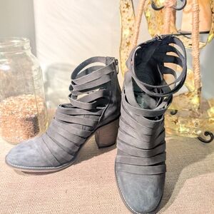Free People Gray Strappy Ankle Boots